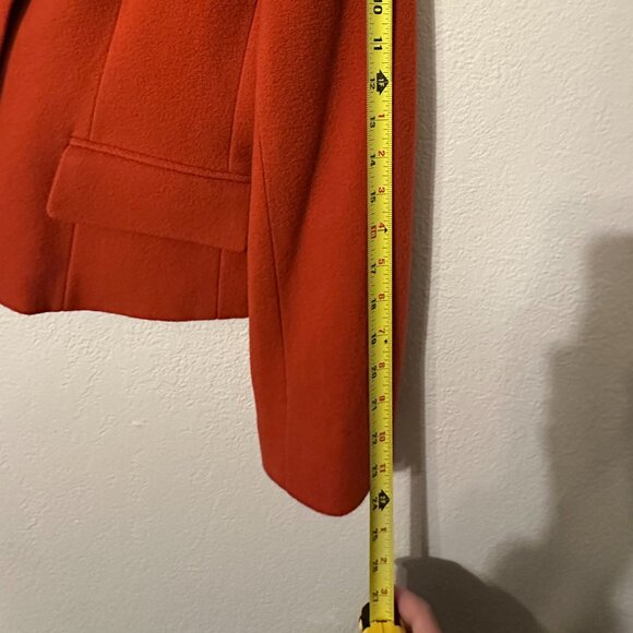 Vintage Harvé Benard Rust Orange Wool Blazer – Cropped Tailored Jacket - Picture 6 of 12